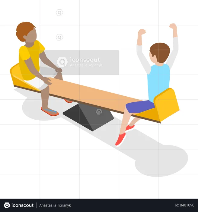 Kids playing on seesaw  Illustration