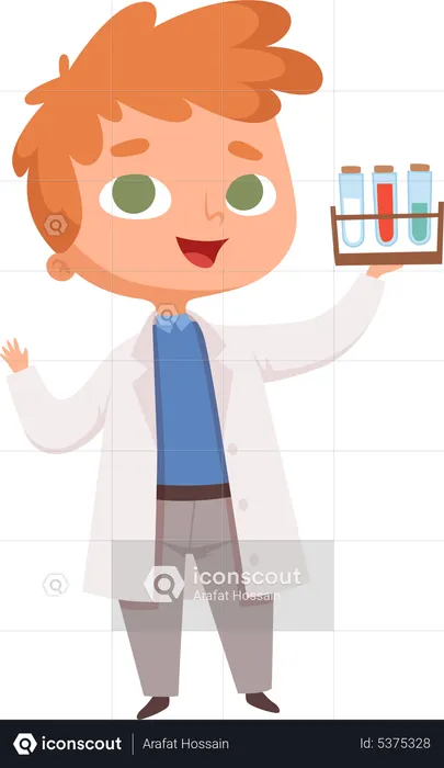 Kids scientist holding test tube  Illustration