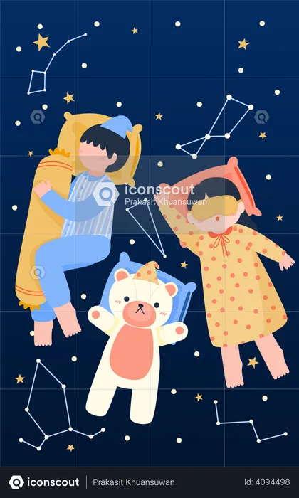 Kids sleeping dreaming  Illustration