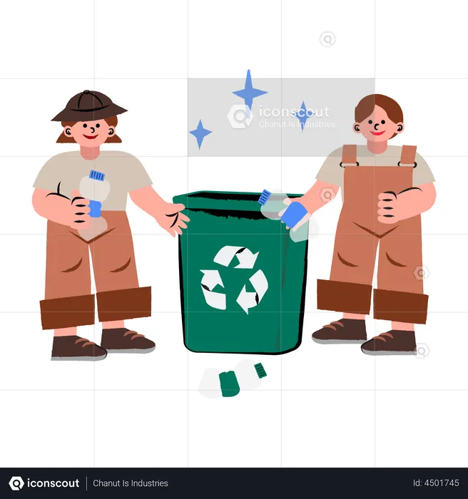 Kids throwing garbage  Illustration