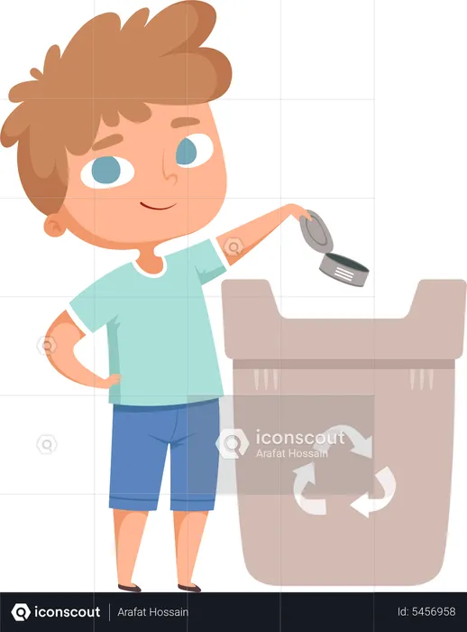 Kids throwing trash in dustbin  Illustration