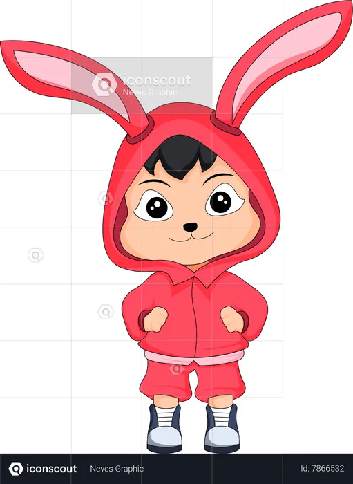 Kids wearing bunny costume  Illustration