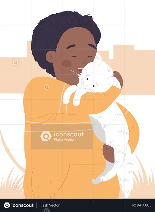 Kids With Pets  Illustration