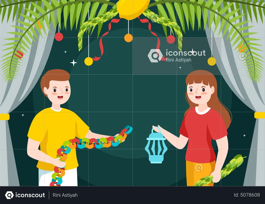 Kinder feiern das Sukkot-Fest  Illustration