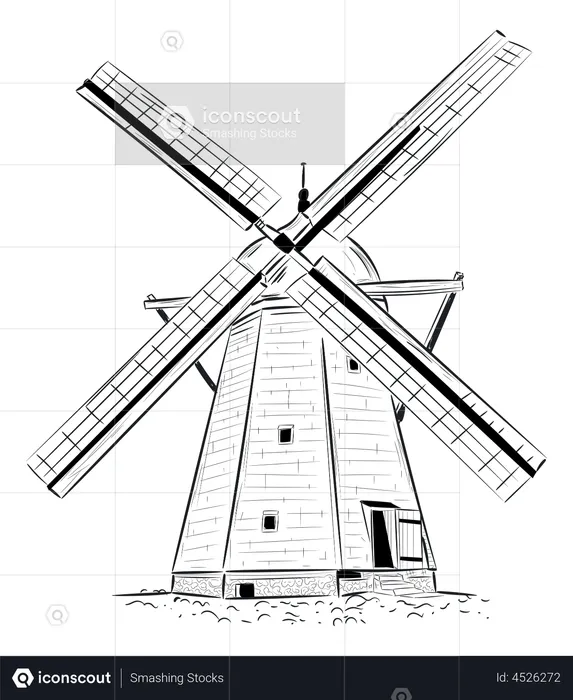 Moulins à vent de Kinderdijk  Illustration