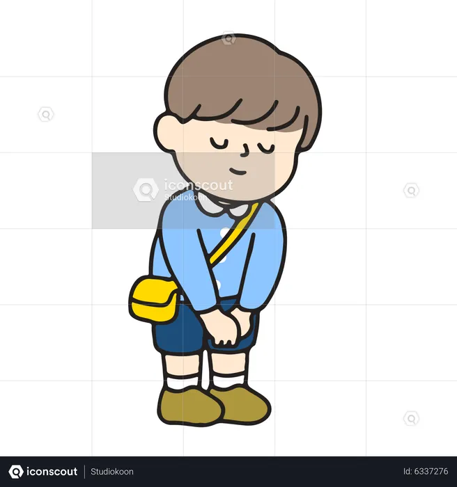 Kindergarten boy is making a thank you gesture  Illustration