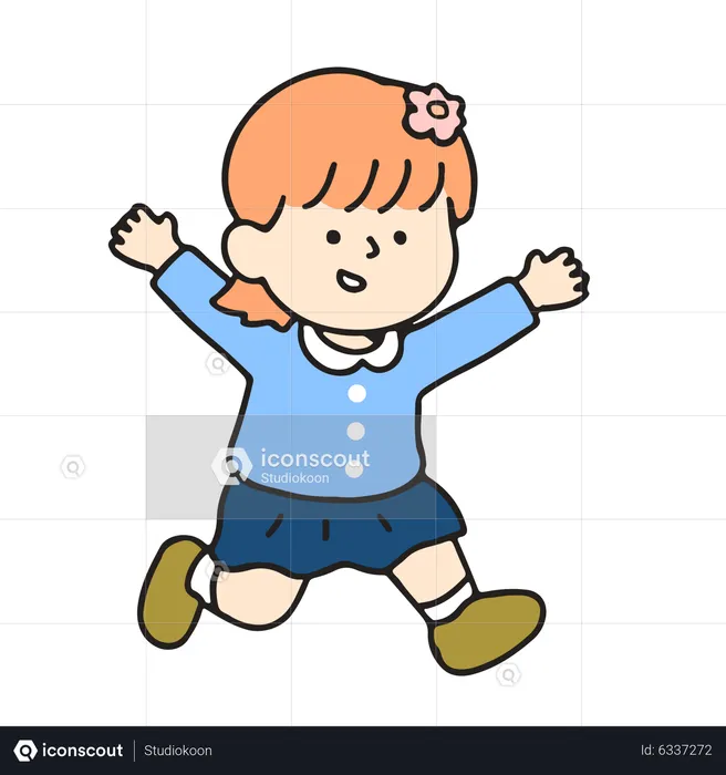 Kindergarten girl running  Illustration
