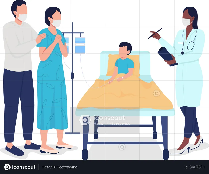 Krankenhausaufenthalt eines Kindes  Illustration