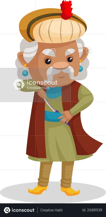 King Akbar with a sword  Illustration