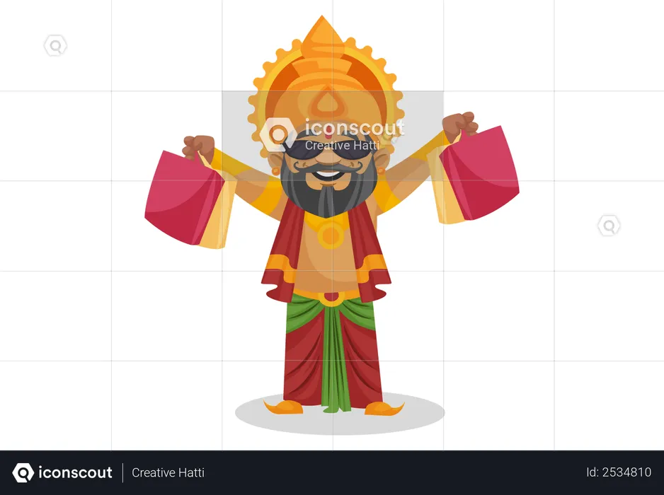 King Dasharatha holding shopping bag  Illustration