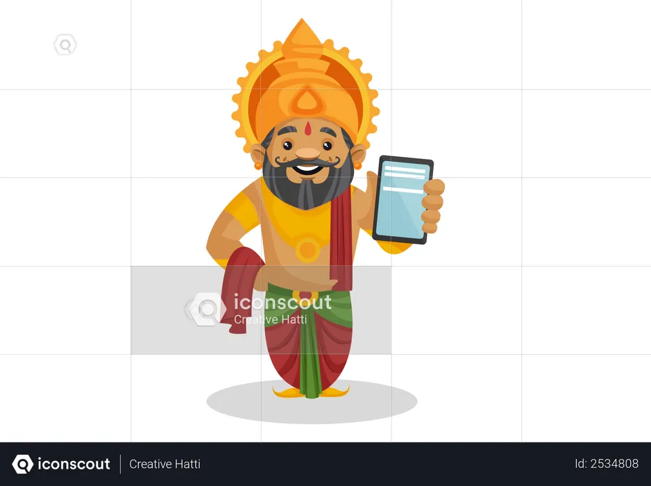 King Dasharatha showing mobile  Illustration