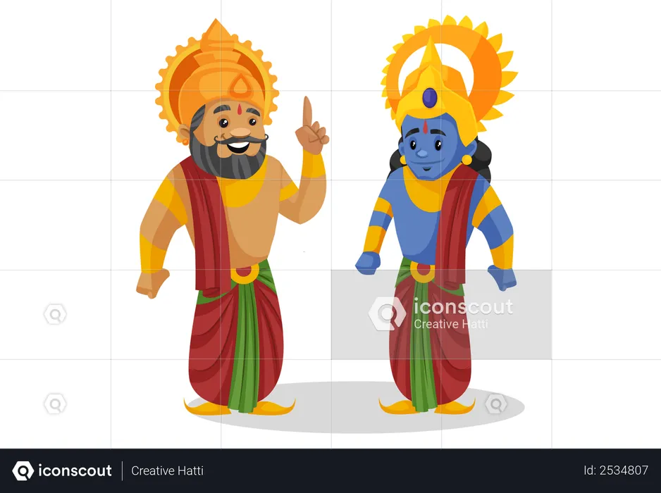 King Dasharatha standing with lord ram  Illustration