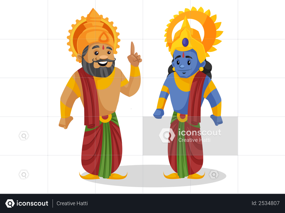 Best Premium King Dasharatha standing with lord ram Illustration ...