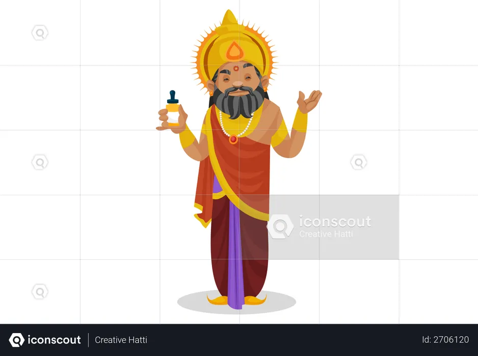 Rei Dhritarashtra segurando uma garrafa  Ilustração