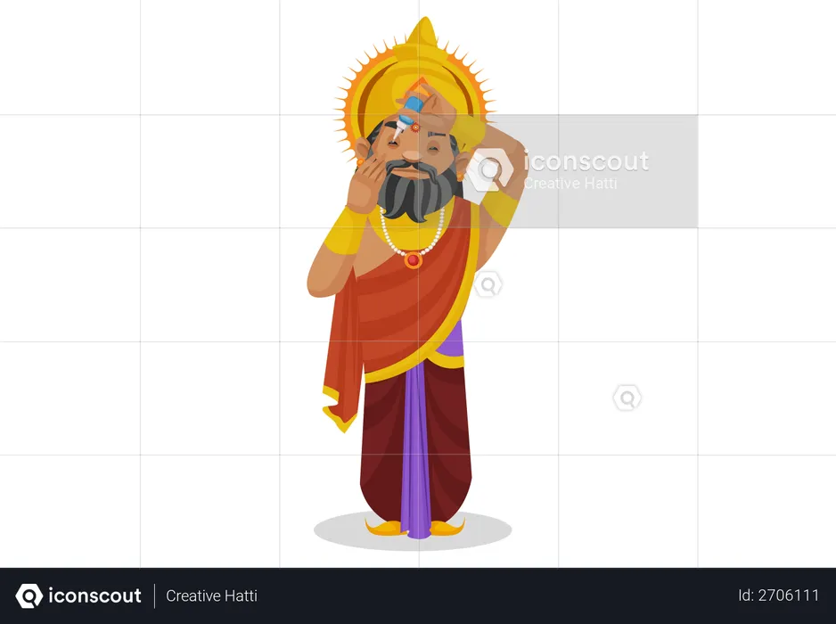 Best King Dhritarashtra putting eye drops in eyes Illustration download ...