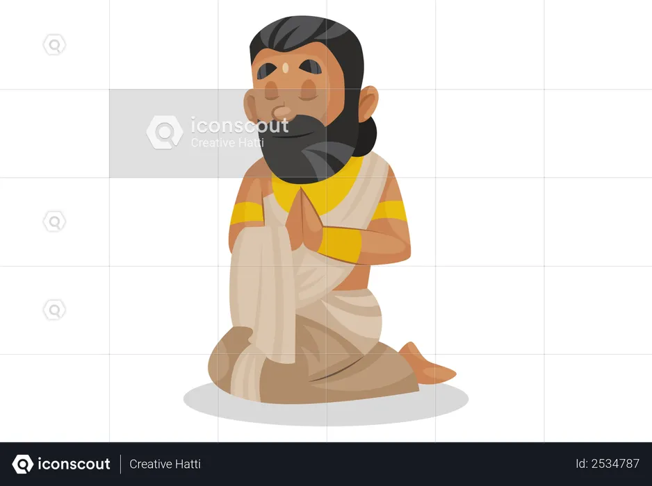 King janak praying to god  Illustration