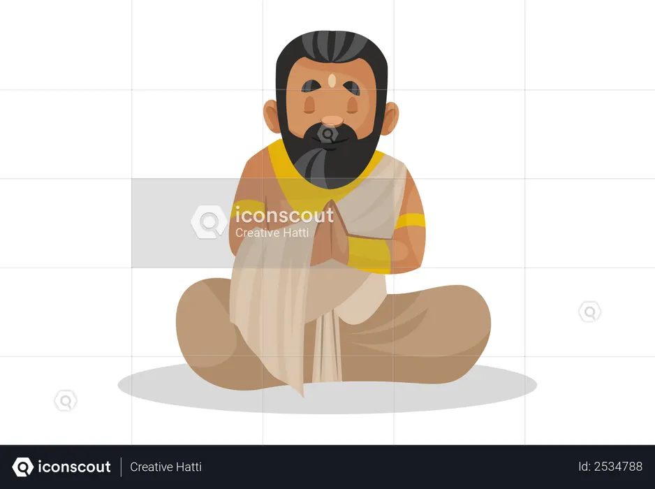 King janaka praying to god  Illustration