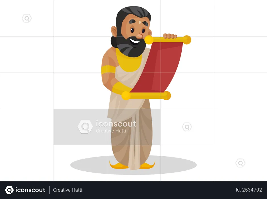 King janaka reading letter  Illustration