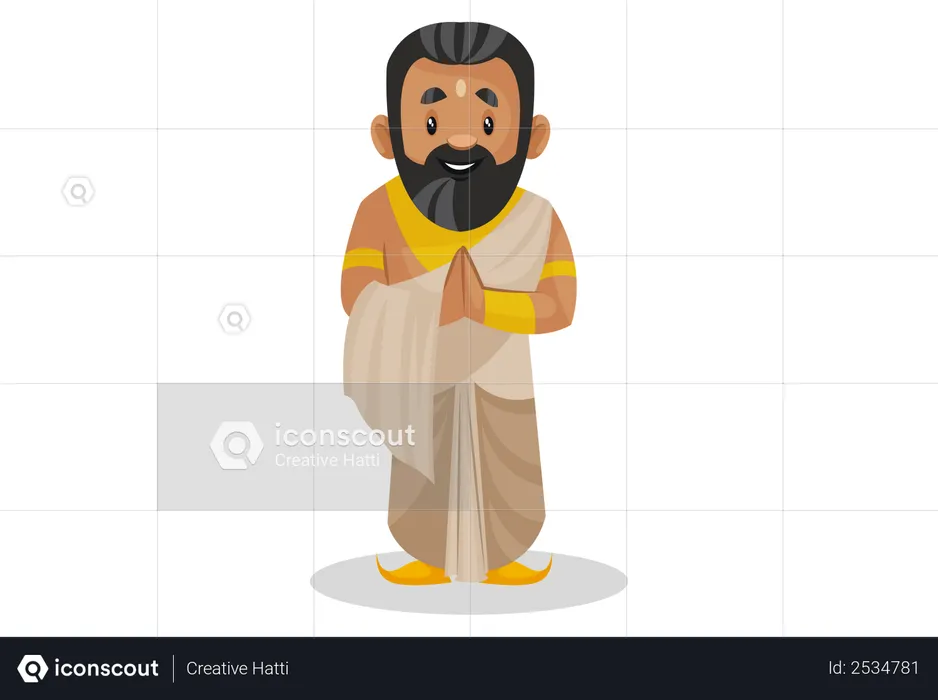 King Janaka standing in welcome pose  Illustration