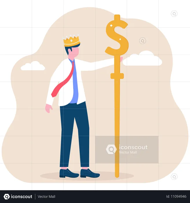 King of businessman with Gold dollar symbol  Illustration