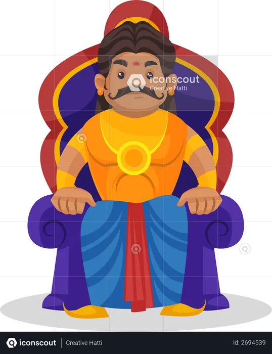 funny cartoon king on throne