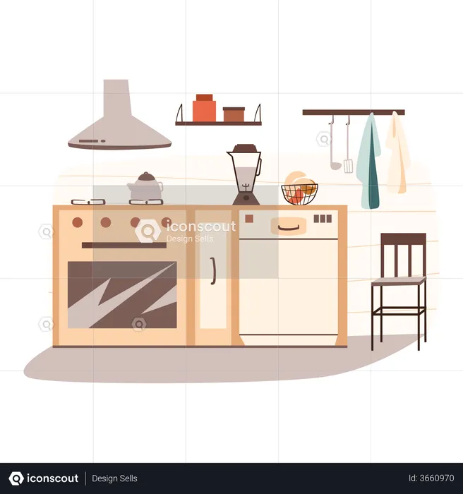 Premium Vector, Modern various cute kitchen cooking utensils and baking  elements illustration