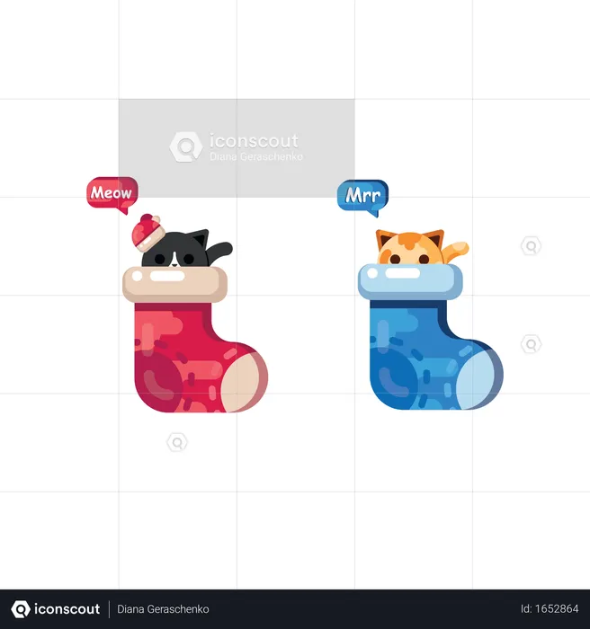 Kittens in socks  Illustration