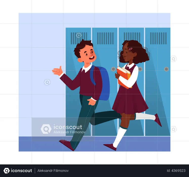 Kleine Kinder in der Schule  Illustration