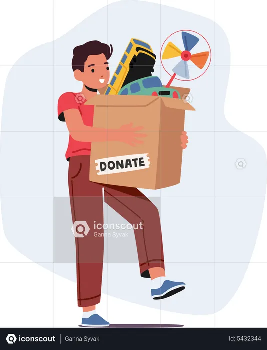 Kleiner Junge mit Spendenbox  Illustration