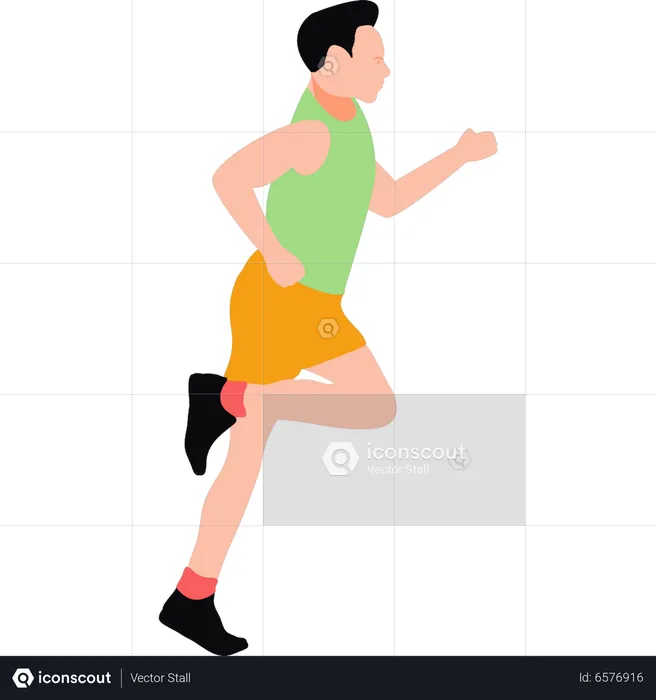 Kleiner Junge joggt zum Training  Illustration