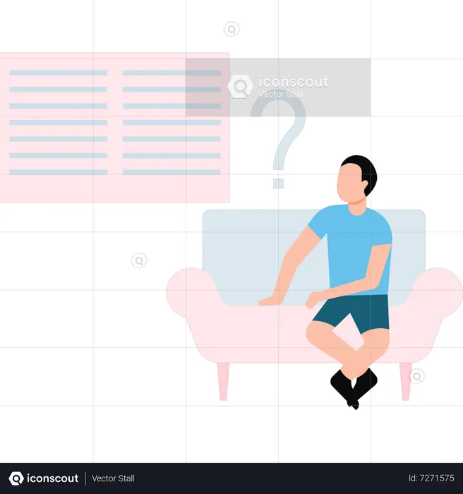 Kleiner Junge sitzt auf der Couch  Illustration