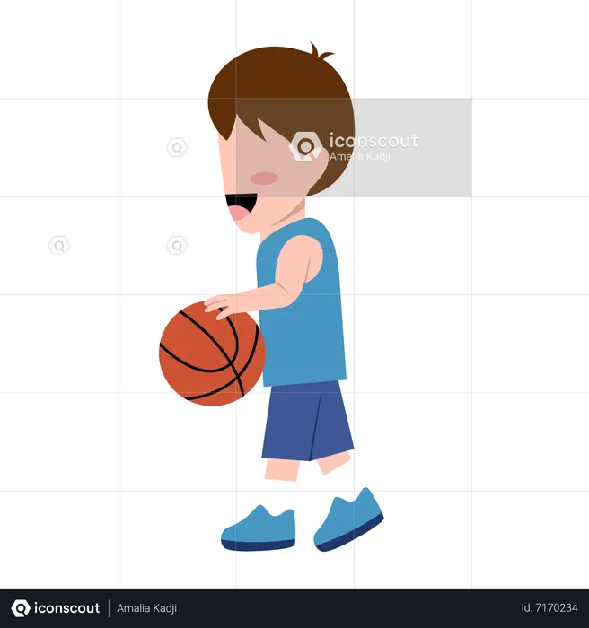 Kleiner Junge spielt Basketball  Illustration