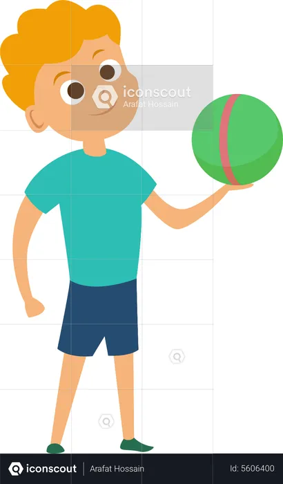 Kleiner Junge spielt mit Ball  Illustration