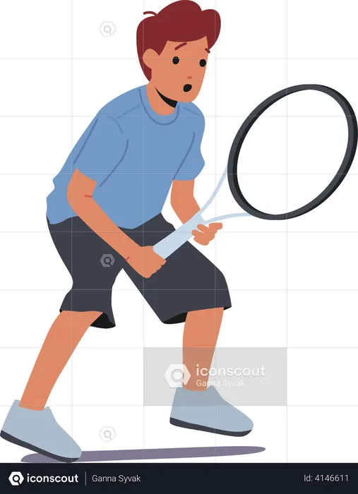 Kleiner Junge spielt Tennis  Illustration