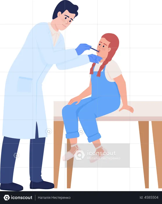 Kleines Mädchen beim Arztbesuch  Illustration