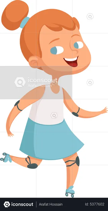 Kleines Mädchen genießt Schlittschuhlaufen  Illustration