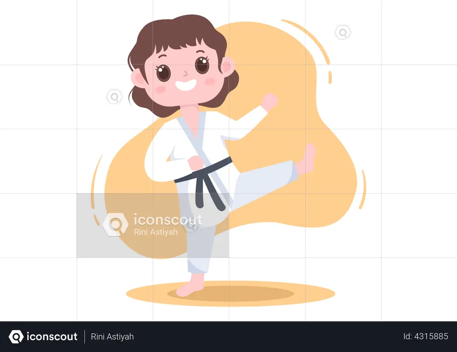 Kleines Mädchen beim Karate  Illustration