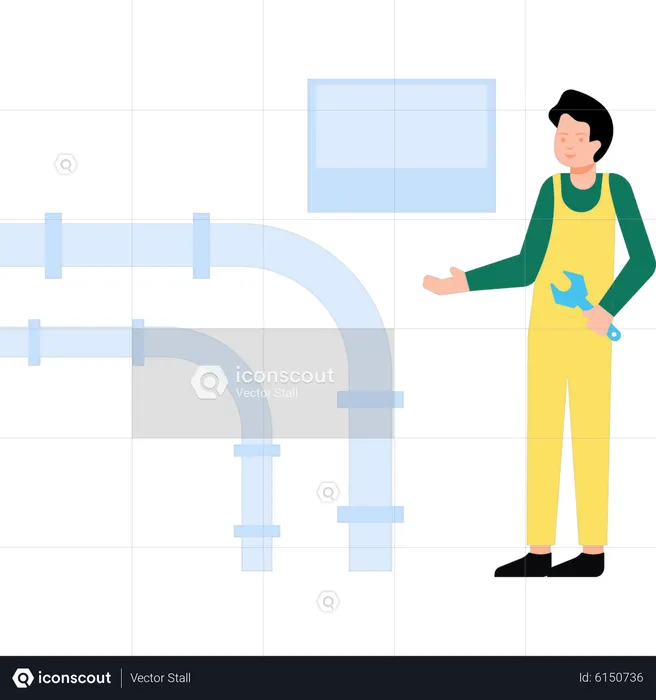 Klempner repariert Fabrikpipeline  Illustration