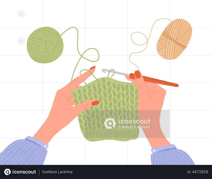Knitting process  Illustration