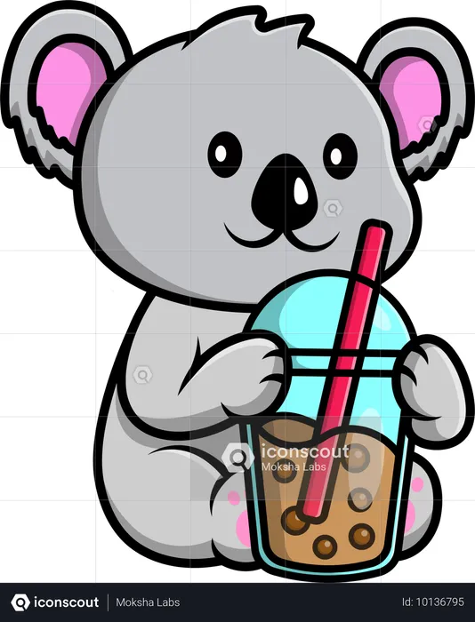 Koala Drink Boba Milk Tea  Illustration