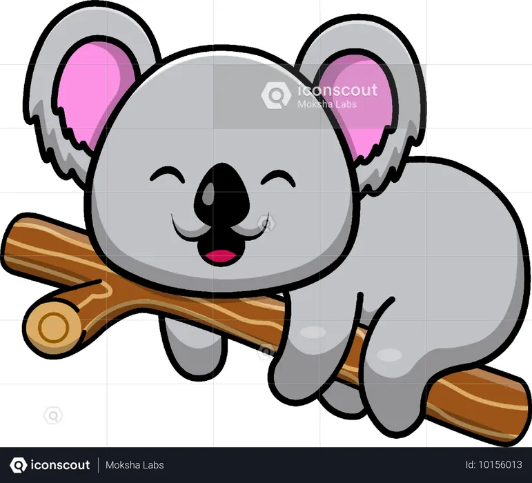 Koala Lying On Branch  Illustration