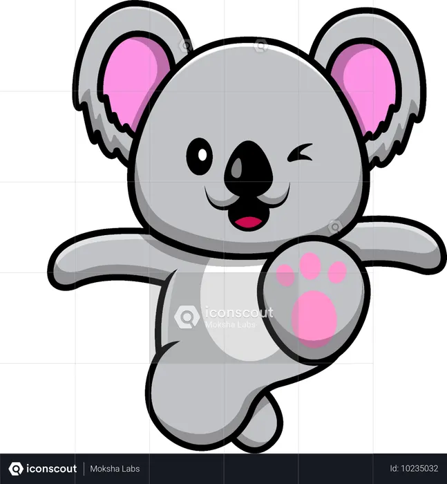 Koala salta con patadas  Ilustración