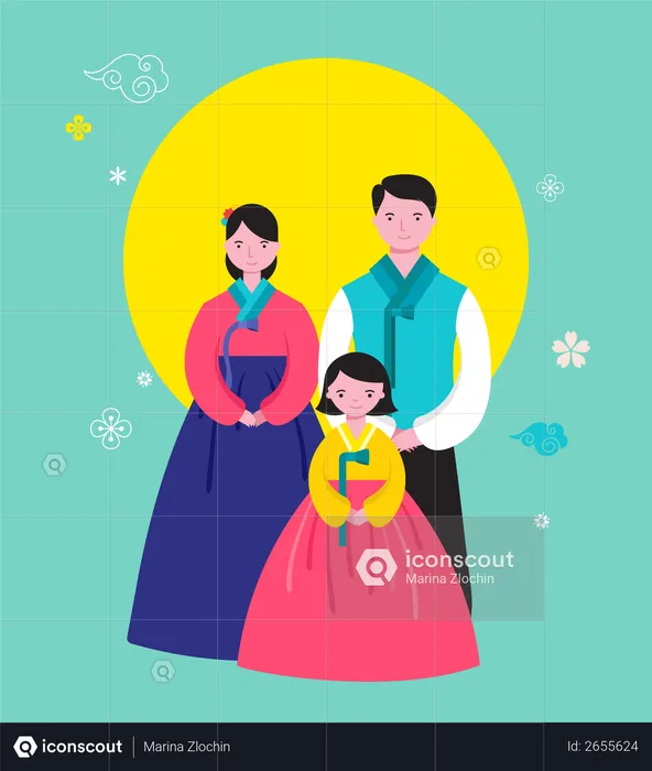 Korean Happy family  Illustration