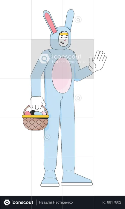 Korean man in Easter bunny costume  Illustration