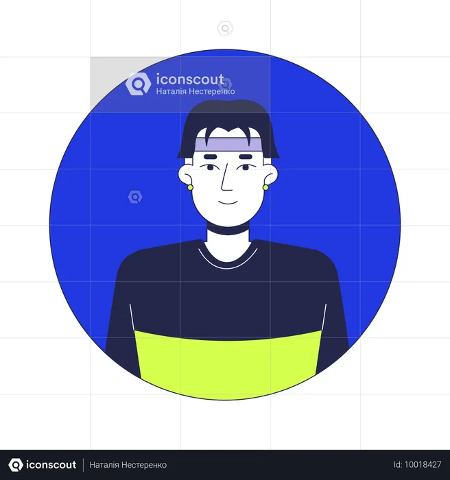 Korean young man wearing headband  Illustration