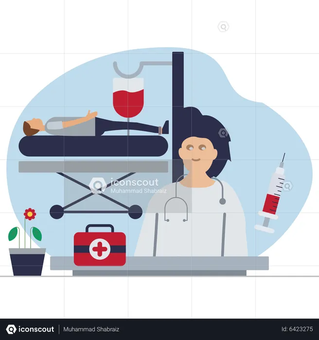 Hospitalisierter Patient  Illustration