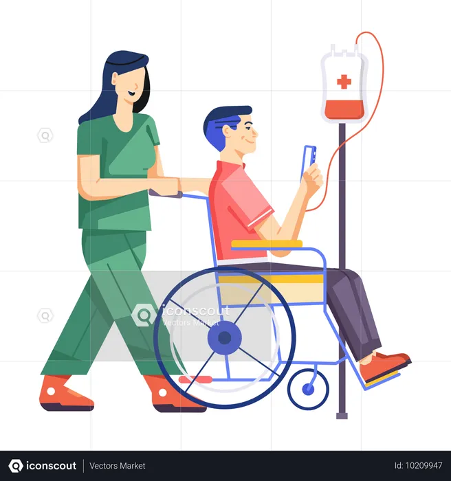 Krankenschwester hilft Patienten  Illustration