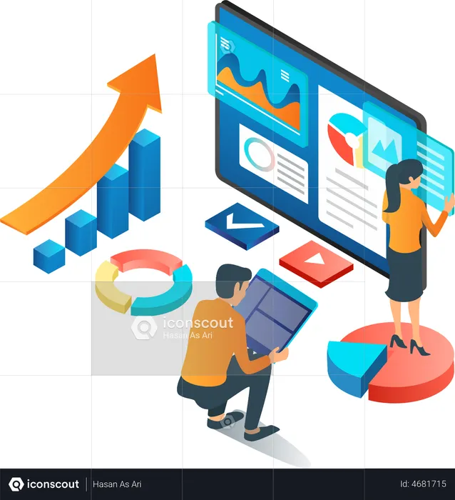 Kreativteam bei der Datenanalyse  Illustration