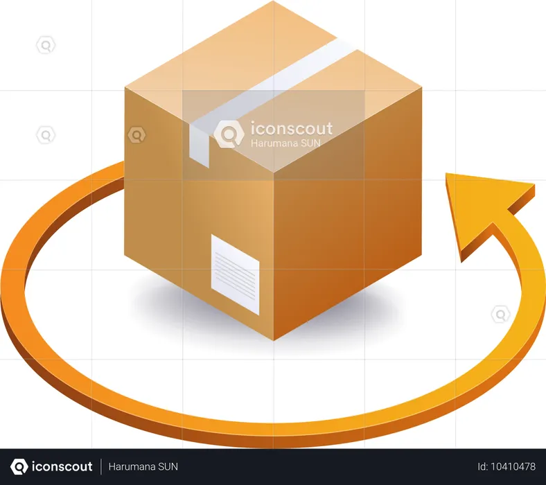 Kreispfeilrotation mit Kartonverpackungswaren  Illustration