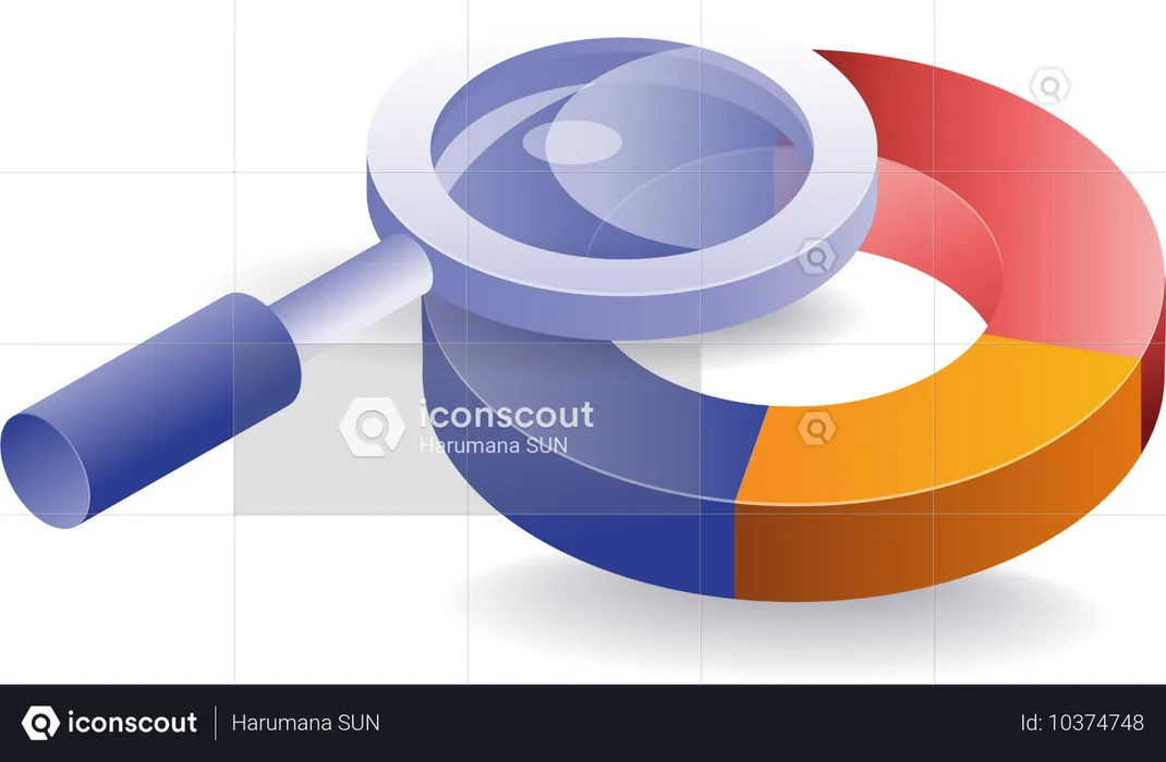 Kreisdiagramm mit Lupe  Illustration